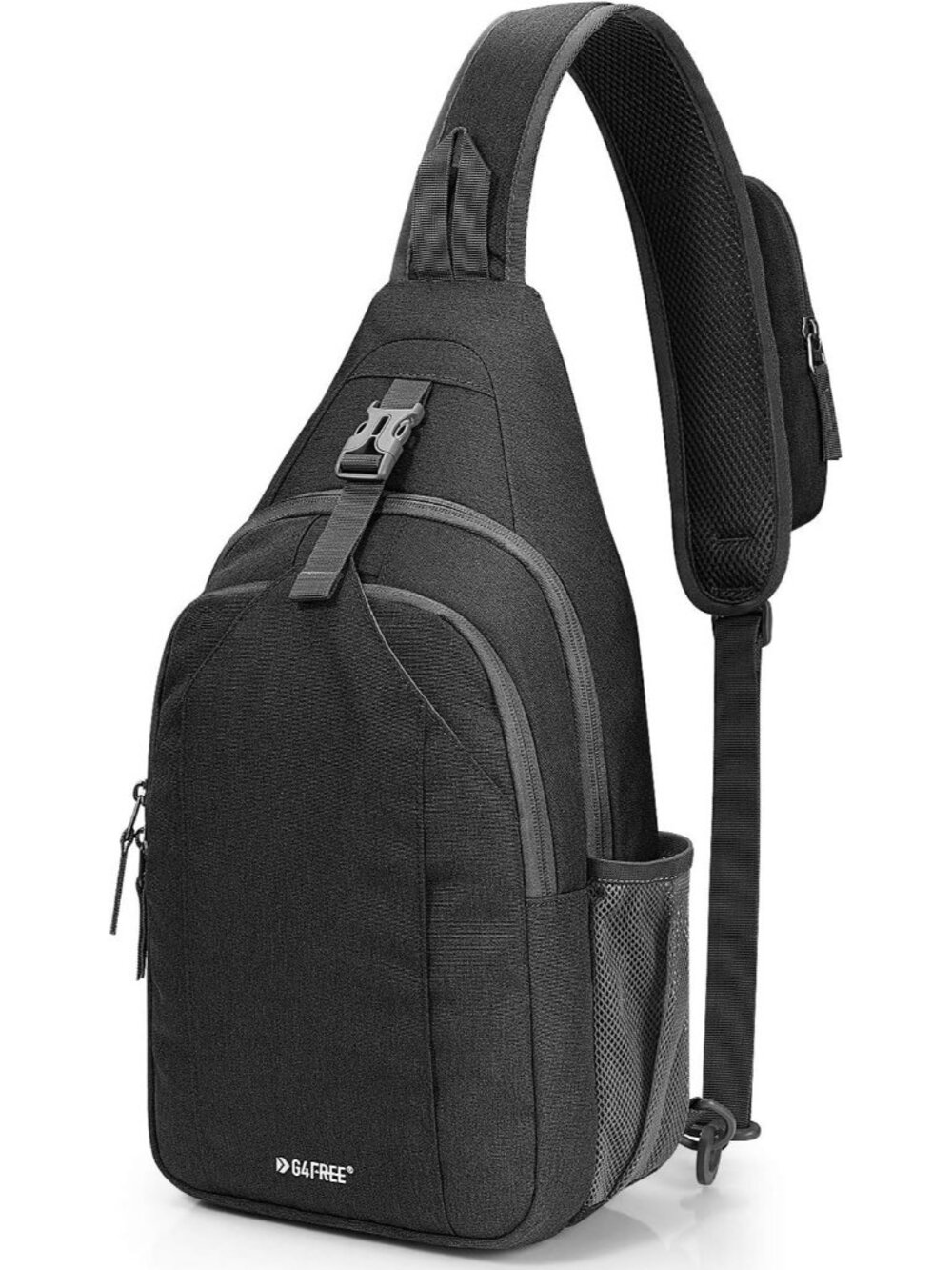 Women's Black RFID Blocking Sling Backpack Crossbody Chest Bag For Hiking Travel